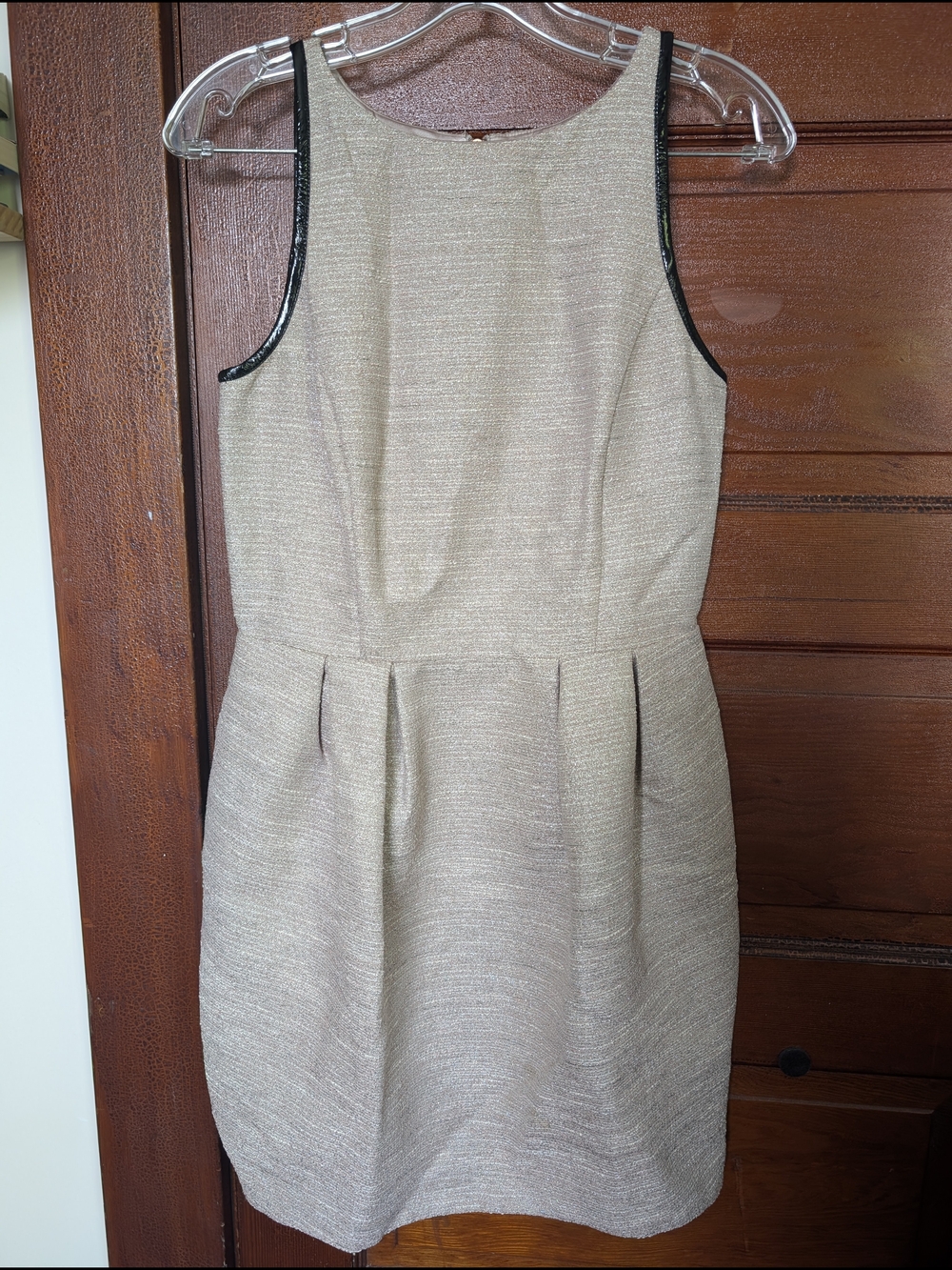 Armani Sleeveless Metallic Cream Fit-and-Flare Dress